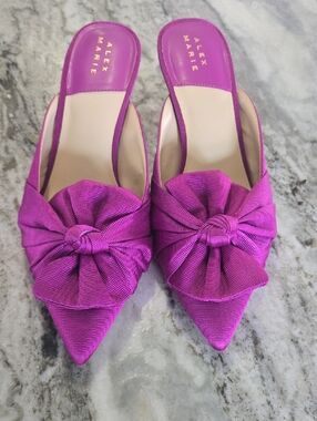 Alex Marie Fuchsia Pointed Toe Knot-Front Mules